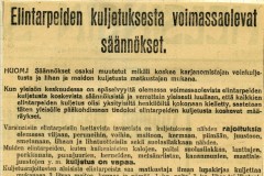 Elintarpeiden kuljetuksesta voimassaolevat säännökset